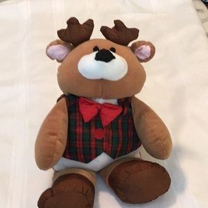 Gibson reindeer 14” nylon plush stuffed Christmas greetings 1995 used